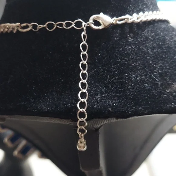 Cobalt Blue Square Stone Statement Chunky Necklace - Picture 5 of 11